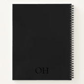 黒モダンとピンクのスクリプトクラシックモノグラム ノートブック (裏面)