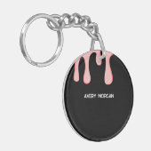 黒モダンとピンクのドリップ名 キーホルダー (正面左)