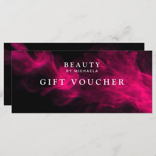 黒モダンとピンクの煙のギフト券/証明書 (正面/裏面)