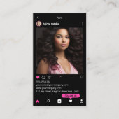 黒モダンとピンクの美容師Instagram Post 名刺 (正面)