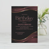 黒モダンとピンクの誕生日パーティー 招待状 (スタンド正面)