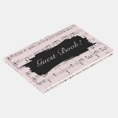 黒モダンとピンクの音楽結婚式招待状 ゲストブック (コーナー)