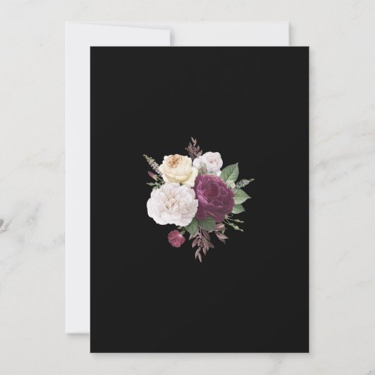 黒モダンとブルゴーニュの牡丹が日付を保存 (裏面)