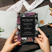 黒モダンとブルゴーニュの牡丹が日付を保存