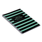 黒モダンとミントグリーンのストライプ ノートブック (右側)