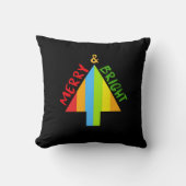 黒モダンと明メリーるい木のクリスマス クッション (正面)