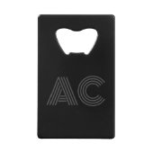 黒モダンと灰色のモノグラム クレジットカード栓抜き (正面)