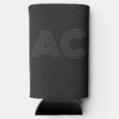 黒モダンと灰色のモノグラム スリム缶クーラー (裏面)