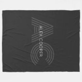 黒モダンと灰色のモノグラム フリースブランケット (正面(横))