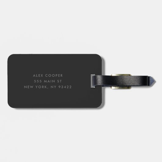 黒モダンと灰色のモノグラム ラゲッジタグ (裏面横)