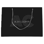 黒モダンと灰色のモノグラム ラージペーパーバッグ (正面)