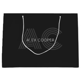 黒モダンと灰色のモノグラム ラージペーパーバッグ