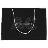 黒モダンと灰色のモノグラム ラージペーパーバッグ (裏面)