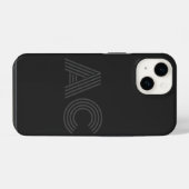 黒モダンと灰色のモノグラム iPhoneケース (裏面横)