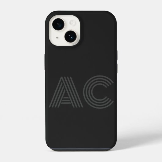 黒モダンと灰色のモノグラム iPhoneケース (裏面)