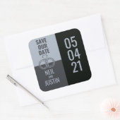 黒モダンと灰色の日付の保存 スクエアシール (封筒)