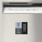 黒モダンと灰色の日付の保存 マグネット (インサイチュ (食洗機))