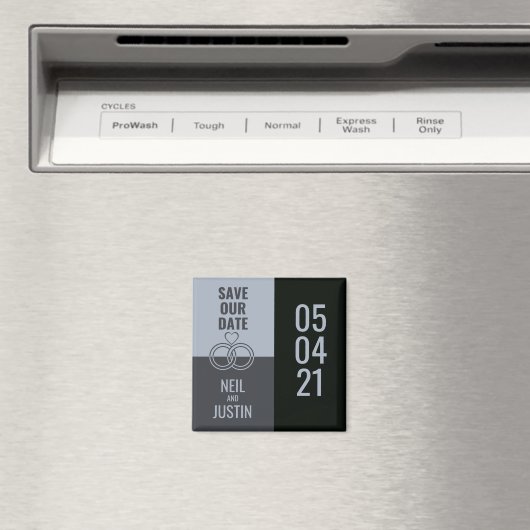 黒モダンと灰色の日付の保存 マグネット (インサイチュ (食洗機))