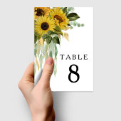 黒モダンと白のひまわり結婚の テーブルナンバー