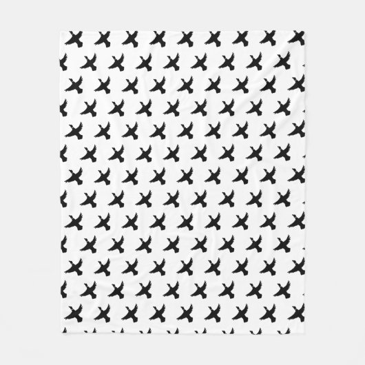 黒モダンと白のア飛んでいるモ フリースブランケット (正面)
