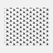 黒モダンと白のア飛んでいるモ フリースブランケット (正面(横))