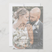 黒モダンと白のオーバーレイ結婚写真 招待状 (正面)