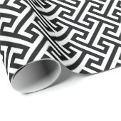 黒モダンと白のギリシャ鍵幾何学的パターン ラッピングペーパー (ロールコーナー)