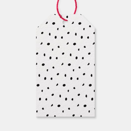 黒モダンと白のクリスマスツリーとドット ギフトタグ (裏面)