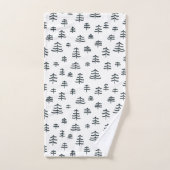 黒モダンと白のクリスマスツリースノーフレーク バスタオルセット (ハンドタオル)