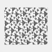 黒モダンと白のクリスマスツリーパターン フリースブランケット (正面(横))