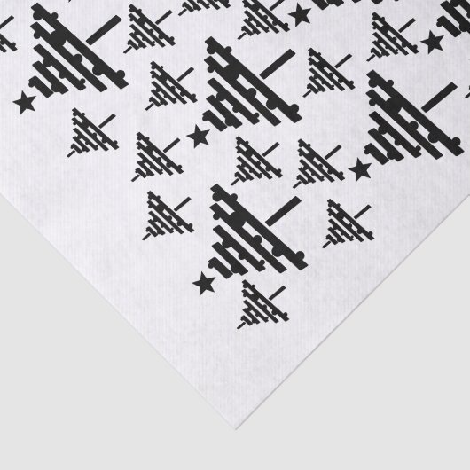 黒モダンと白のクリスマスツリーパターン 薄葉紙 (詳細)