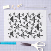 黒モダンと白のクリスマスツリーパターン 薄葉紙 (クラフト)