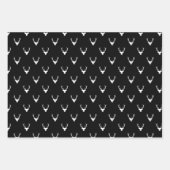 黒モダンと白のクリスマスツリー&トナカイ ラッピングペーパーシート (正面2)