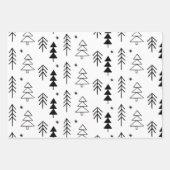 黒モダンと白のクリスマスツリー ラッピングペーパーシート (正面)