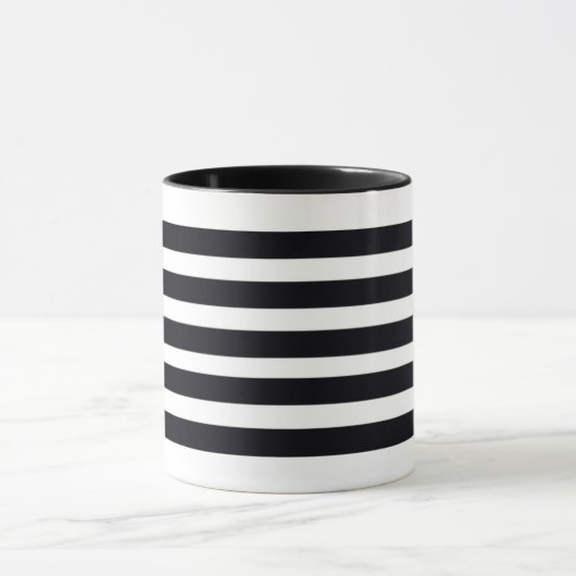 黒モダンと白のコーヒストライプーティーマグ マグカップ (中央)