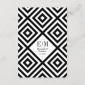 黒モダンと白のジオメト結婚リのゲスト情報 エンクロージャーカード (裏面)