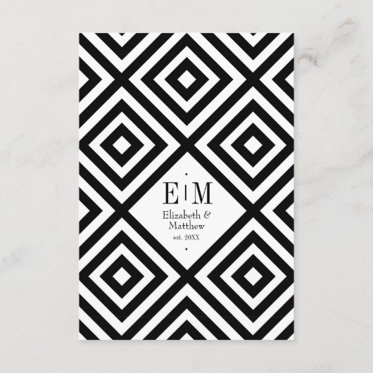 黒モダンと白のジオメト結婚リのゲスト情報 エンクロージャーカード (裏面)