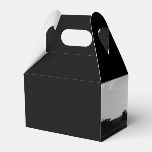 黒モダンと白のスクリプトのカップルの写真結婚 フェイバーボックス (裏面サイド)