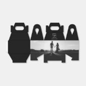 黒モダンと白のスクリプトのカップルの写真結婚 フェイバーボックス (折り畳みなし)