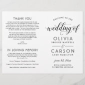 黒モダンと白のスクリプト結婚式 プログラム (正面)