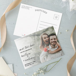 黒モダンと白のスクリプミニマルト写真 案内ポストカード