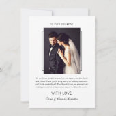 黒モダンと白のスクリプ結婚トの写真 サンキューカード (裏面)