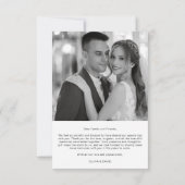 黒モダンと白のスクリプ結婚トの2枚の写真 サンキューカード (裏面)