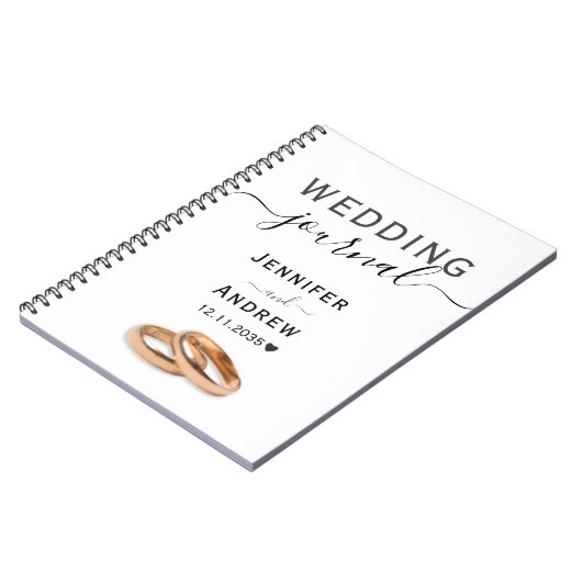 黒モダンと白のスクリプ結婚ト ノートブック (左側)