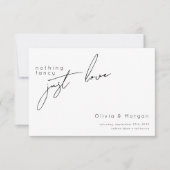 黒モダンと白のスクリプ結婚ト 出欠カード (正面)