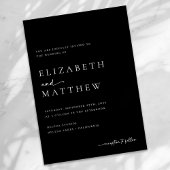 黒モダンと白のスクリプ結婚ト 招待状