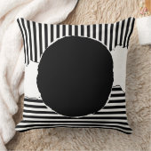 黒モダンと白のストライプドット クッション (ブランケット)