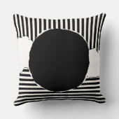 黒モダンと白のストライプドット クッション (裏面)