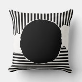 黒モダンと白のストライプドット クッション (正面)