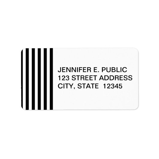 黒モダンと白のストライプパターン ラベル (正面)